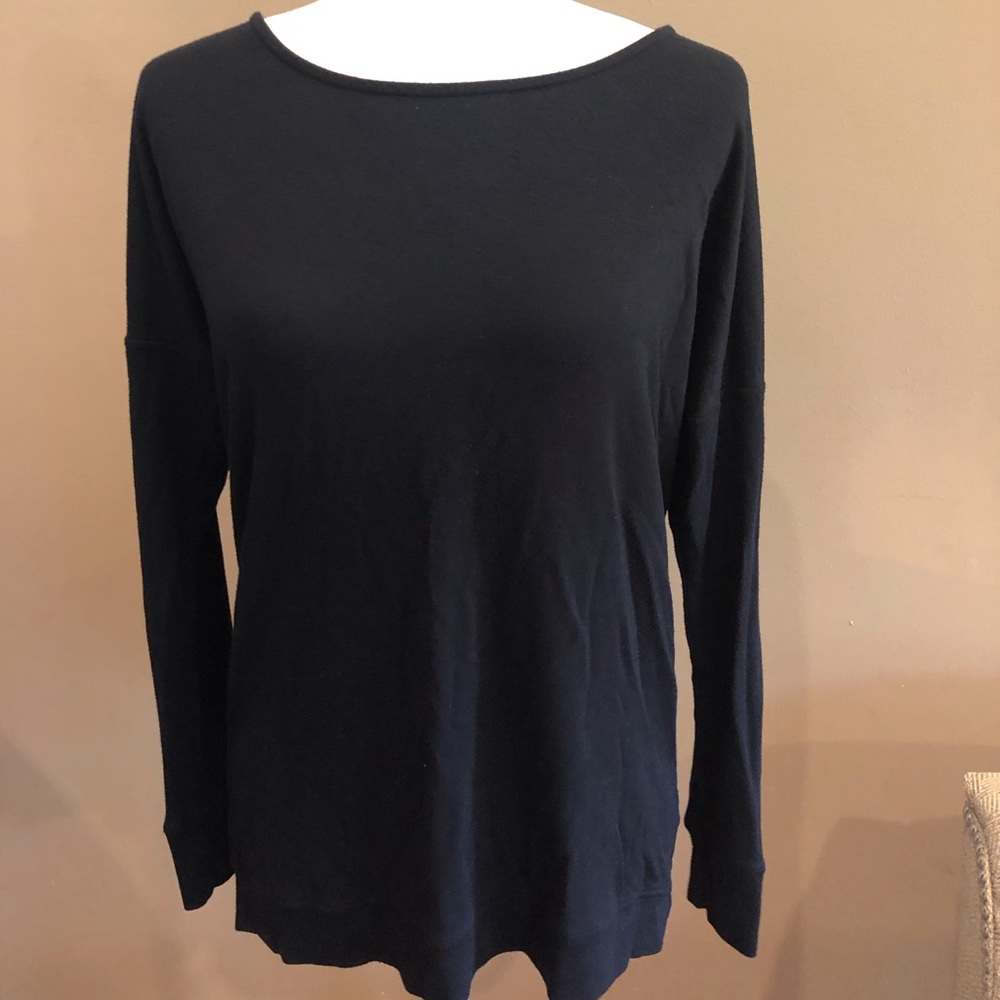 Athleta Black Long Sleeve Tee Criss Cross Sweatshirt, Size S